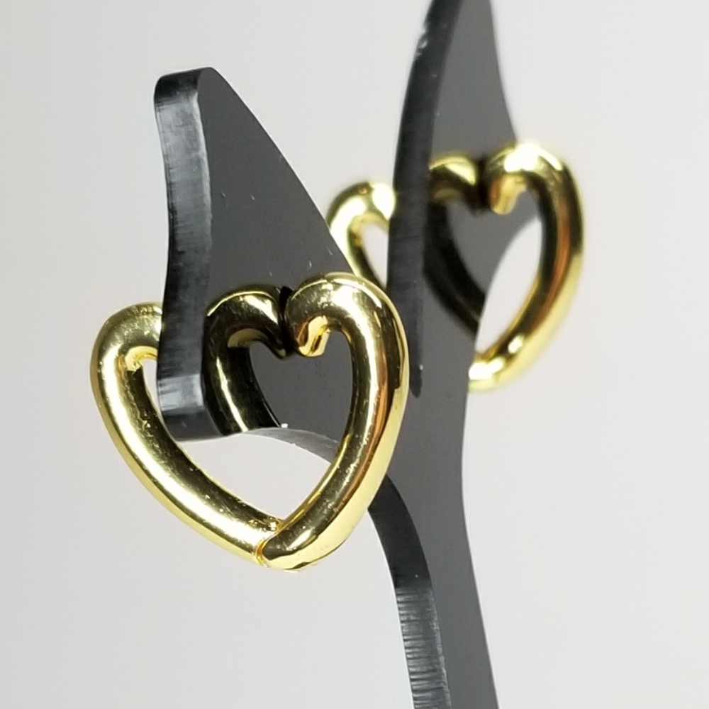 NEW Dainty Heart Tube Heart Huggie Earrings. - Picture 2 of 9